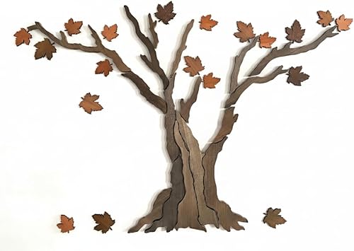 Árbol de arce rústico y moderno árbol de la vida para decoración de pared, diseño de hojas de arce en 3D, arte de madera en capas para sala de