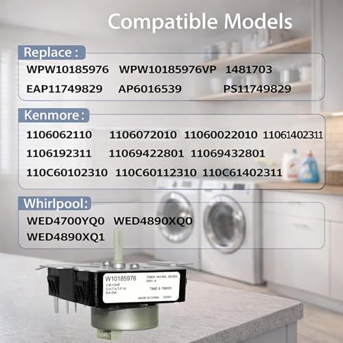W10185976 WPW10185976 W10185976e Dryer Timer Compatible with Kenmore 11069422801 11060022010, 1106062110, 11061402311, 110.60022010, 110.69422801, Whirlpool WED4700YQ0, WED4890XQ0, WED4890XQ1 by Sumglicie - Used condition - Image 2