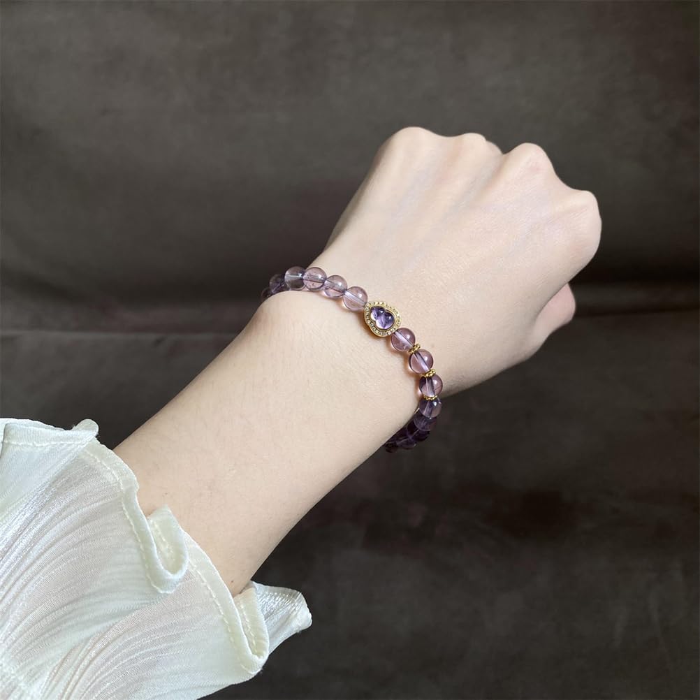 Bransoletki z koralików ametystowych dla kobiet, naturalna bransoletka z kamieni szlachetnych, elegancka, minimalistyczna biżuteria z tykwy, zapewniająca szczęście i ochronę