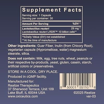 MyReuteriTM 10 Billion CFU Probiotic Foundational-Strength L. reuteri LRDRTM + FOS Prebiotic by Dr. William Davis Makes Yogurt-Like Superfood 30 Veg Capsules