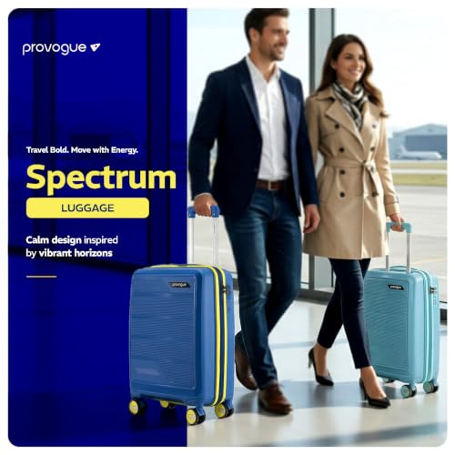 Image of Provogue Spectrum Hard-Sided PP 55 Cm Suitcase /Cabin Trolley Bag Small| Expandable Space with 8 Wheels Trolley Bags for Travel |Lightweight with Combination Lock|5 Year Warranty (Aqua Hush Blue)