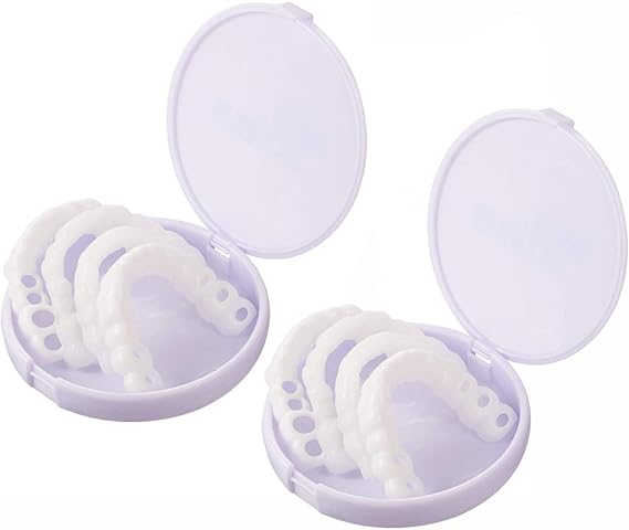 Instant Teeth Veneers, 2 Pairs Clip in Veneers Teeth for Upper And Lower, False Teeth, Snap on Veneers Teeth for Men Women Temporary Denture [Energy Class A]