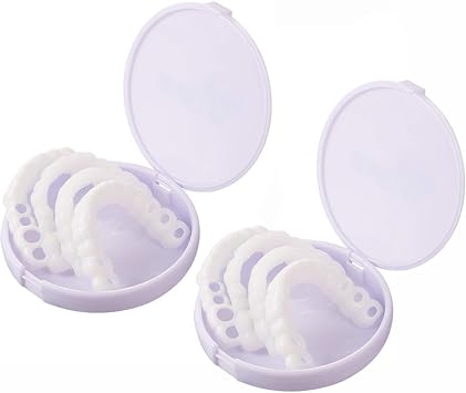 Instant Teeth Veneers, 2 Pairs Clip in Veneers Teeth for Upper And Lower, False Teeth, Snap on Veneers Teeth for Men Women Temporary Denture [Energy Class A]