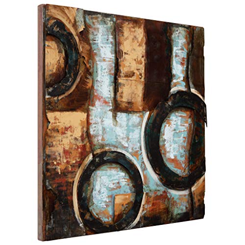 Empire Art Direct "Revolutions 1" Mixed Media Hand Painted Iron Wall Sculpture By Primo, Brown/Green/Beige #TOP1