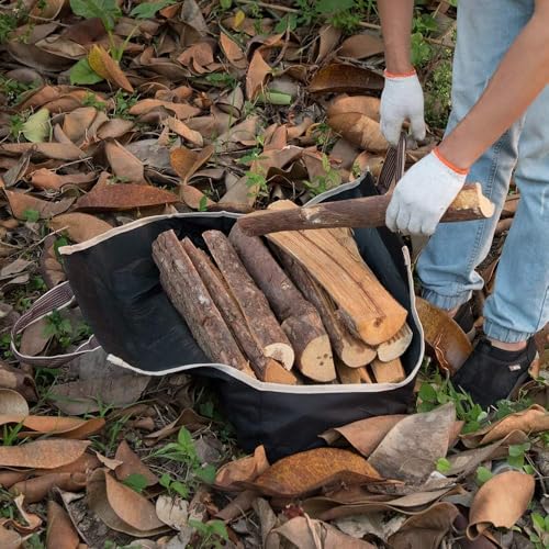 Amagabeli Garden & Home B00020BK Large Canvas Log Tote Bag Carrier Indoor Fireplace Firewood Holder Woodpile Rack Fire Wood Carriers Carrying thumb #5