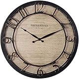 Presentime & Co 13' Farmhouse Series Wall Clock, Quartz Movement, Shiplap Style,Raised 3D Arabic Numeral, Oil Rubbed Bronze