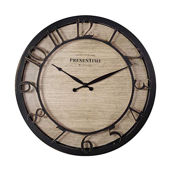 PresenTime & Co 13" Farmhouse Series Wall Clock, Quartz Movement, Shiplap Style,Raised 3D Arabic Numeral, Oil Rubbed Bronze PresenTime & Co 13" Farmhouse Series Wall Clock, Quartz Movement, Shiplap Style,Raised 3D Arabic Numeral, Oil Rubbed Bronze