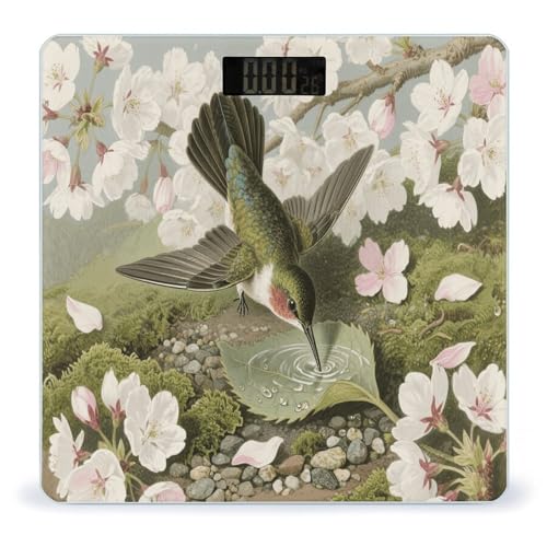 Báscula Digital de Baño Spring Hummingbirds de Vidrio Templado miniatura 1