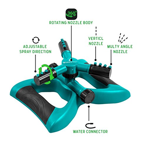 Growgreen Sprinkler For Yard, Rotating Lawn Sprinkler, Large Area Coverage Water Sprinklers For Lawns And Gardens #TOP2