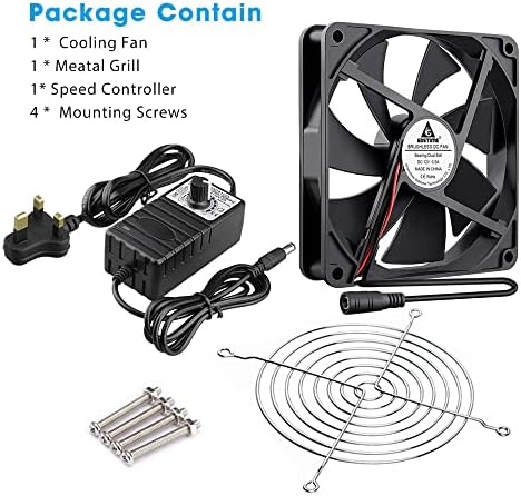 140mm Fan 12V Fan 140mm Cooling Fan Dual Ball Bearing 140mm Case Fan with 220V AC Powered 4V- 12V adjustable Fan Controller For PSU Worksation Cabinet Chassiss