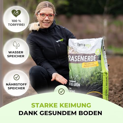 Rasenerde Terrauno mit Sand, 40 Liter für Rasenpflege und Bodenausbesserung