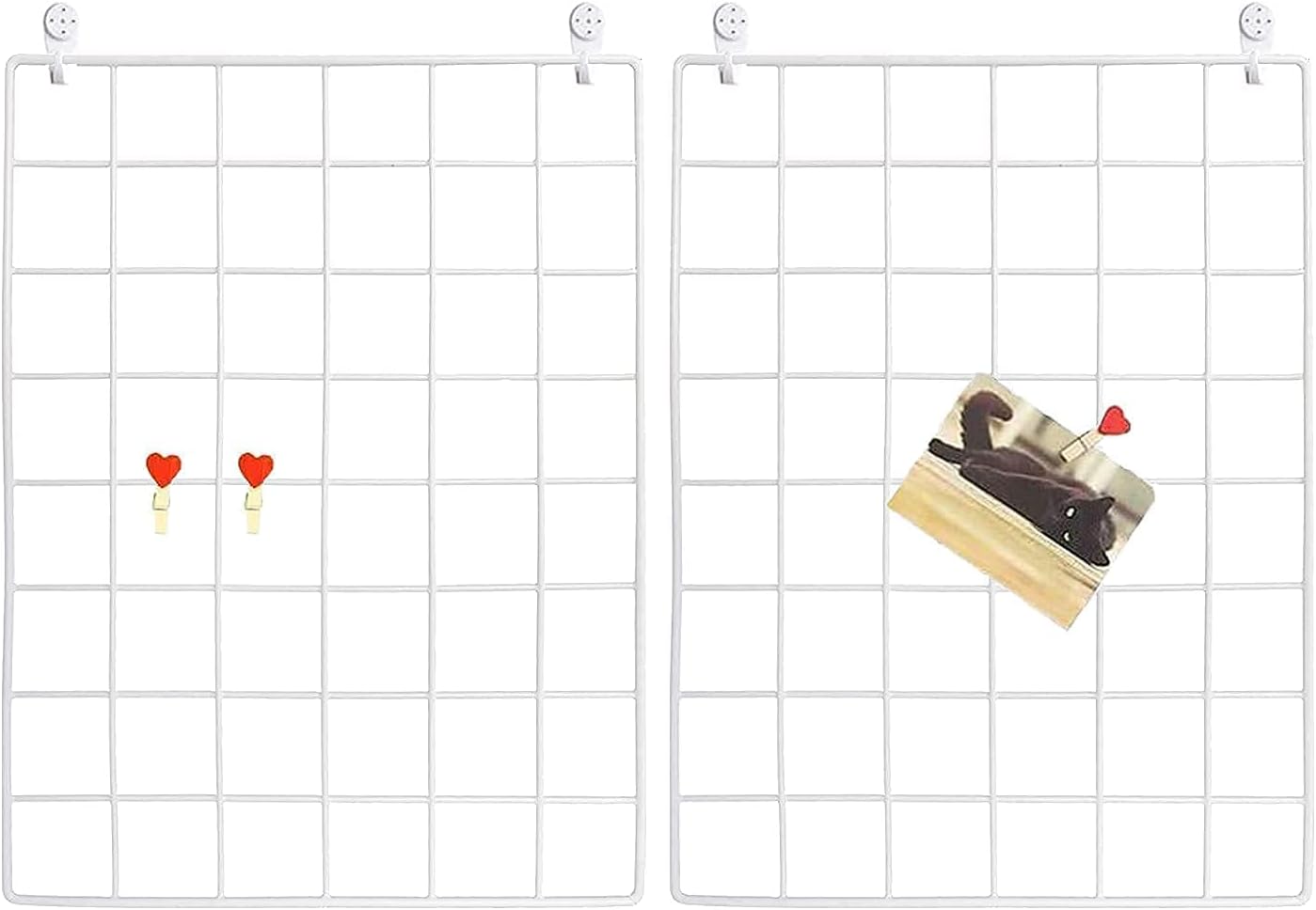 GBYAN Wall Grid with Baskets 2 Pack Wire Photo Grid Panels Black Memo Board Wall Organizer