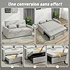 HOMCOM Canapé Convertible 2 Places 3 en 1, canapé-lit clic-clac 137x180cm, lit gigogne, Dossier réglable, 2 Coussins, Assise Large, Tissu Lin, pour Salon, Appartement, Petit Espace, Marron Clair