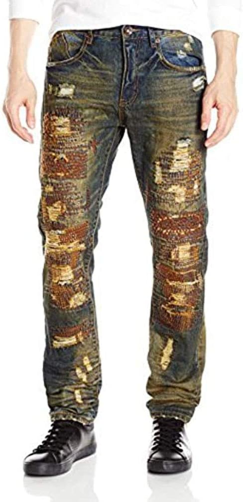WT02 Men's Premium Destructed Ripped and Repair Denim Pants