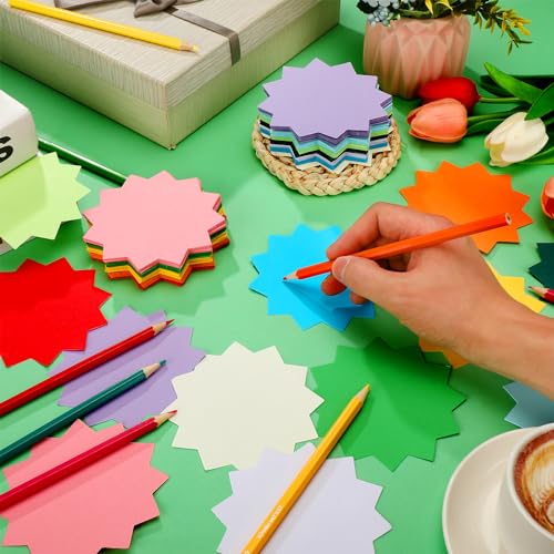 Image of Kisston 360 Pcs Starburst Cutouts Paper 3.9 Inch Assorted Color Die Cuts for DIY Craft Projects School Classroom Bulletin Board Decor