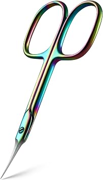 BEZOX Curved Cuticle Scissors - Precision Manicure Scissor Nail Cuticle Trimmer, Professional Stainless Steel Nail Scissors for Cuticle Care, Cuticle Cutter Small Scissors for Women - Rainbow