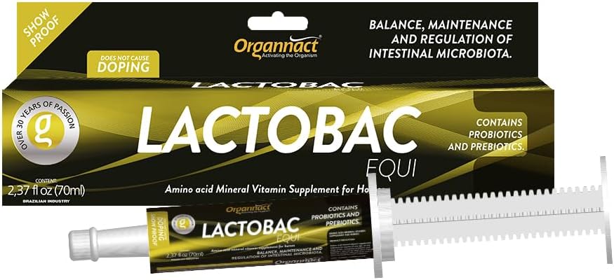 Organnact Lactobac Equi – Probiotic and Prebiotic Supplement for Horses – Supports Gut Health & Nutrient Absorption – Non-Doping, For All Ages – 2.37 oz