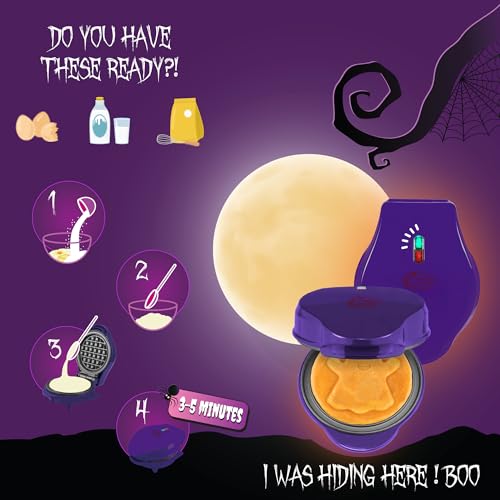 Miniatura 5 de Bestron Mini Gofrera Con Placa Especial Geist , Tamaño Gofre: Ø 10 Cm, Tamaño Ideal Para Niños, Para Cumpleaños O Como Regalo, Para Colgar En La Pared Y Revestimiento Antiadherente, Color: Lila
