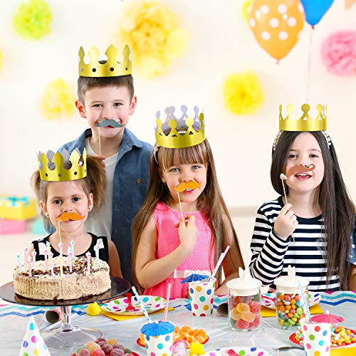 Jovitec 24 Pieces Golden King Crowns Gold Foil Paper Party Crown Hat Cap for Birthday Celebration Baby Shower Photo Props - Thumbnail 6