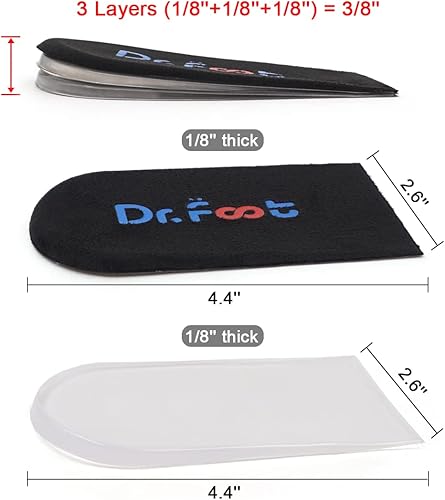 Vista 37 de Dr.Foot Insertos ortopédicos ajustables para levantamiento de talón, plantilla de aumento de altura para discrepancias de longitud de piernas, Beige