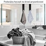XRVRILE Zestaw haczyków prysznicowych, bez wiercenia, matowy czarny, 2 sztuki wieszaków na ręczniki do szklanej ścianki prysznicowej 6-10 mm, antypoślizgowe haczyki na ręczniki z gumową ochroną