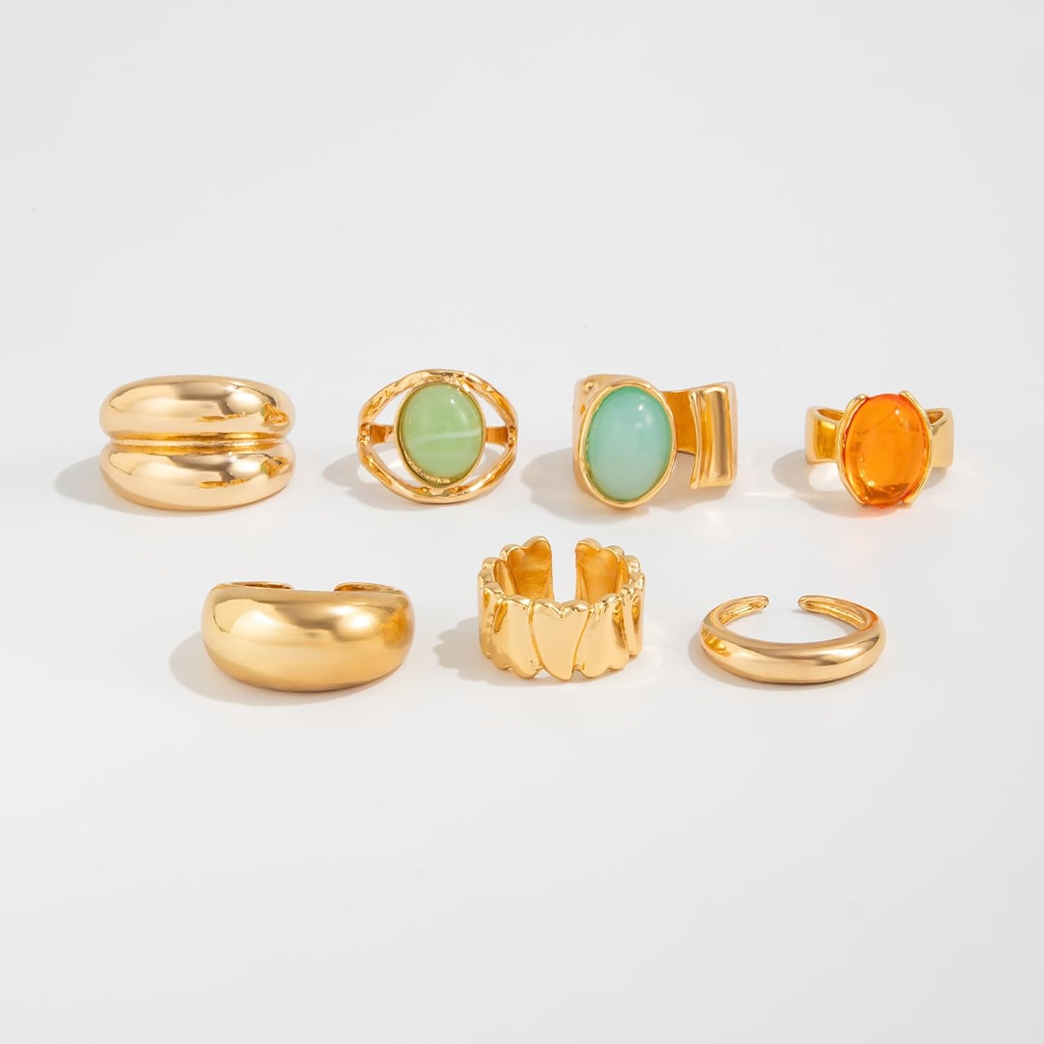 Chunky Gold Rings for Women Non Tarnish Adjustable Stackable Statement Rings for Women Chunky Ring Set Statement Jewelry Sets - Image 6