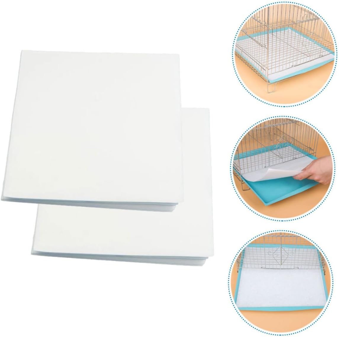 100Pcs Disposable Parrot Cage Liner Paper Pads Thick Absorbent Bird Cage Cushion Mats for Parakeet Accessories Breathable Odorless Urine Tray Liners