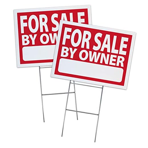 for Sale by Owner Sign Kit - 2 Pack (Includes 2 Sign and 2 Stakes) Durable Coroplast UV Colorfast Ink 18x24 Real Estate Supplies, Made in The USA Unconditional Guarantee