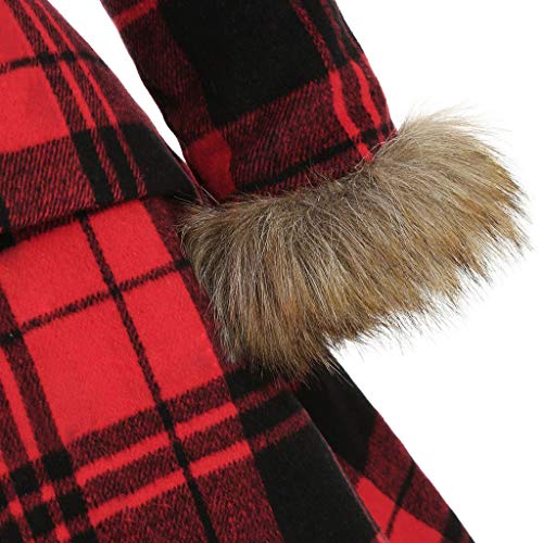 Jackets Outerwear Women Fleece, Faux Fur Jacket Parka Jacket Women Womens Vintage Stripe Plus Size Plaid Long Sleeve Faux Hood Longline Coat Long Sleeve Open Front Lightweight (Red,Small) #TOP3
