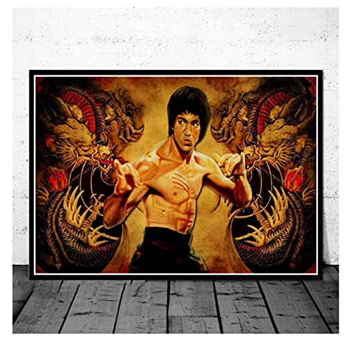 JCYMC Puzzle 1000 Stück Bruce Lee Kung Fu König Schauspieler Vintage Poster Wandkunst Holz Erwachsene Spielzeug Dekompression Spiel Vq699Zw Cover