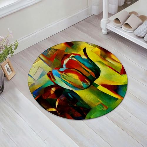 JHAOUNUK Alfombrilla de baño de secado rápido, absorbente para el hogar, parte inferior de goma antideslizante, fácil de limpiar, alfombrilla de ducha de baño, tulipanes coloridos en ramo de flores