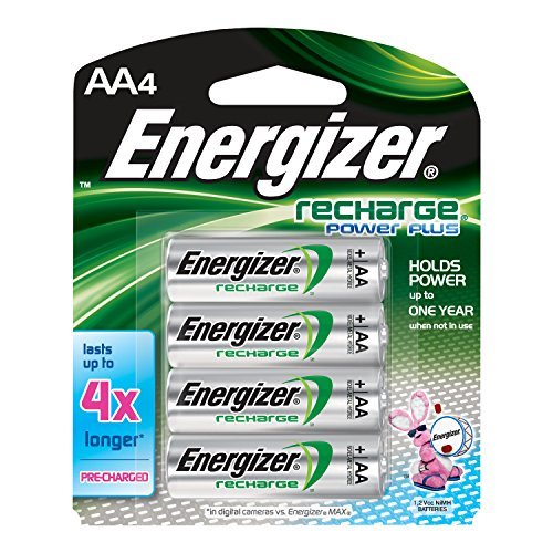 Energizer Recharge Power Plus AA 2300 mAh Rechargeable Batteries, Pre-Charged, 4 count Size: 4 Count, Model: NH15BP4, Gadget & Electronics Store