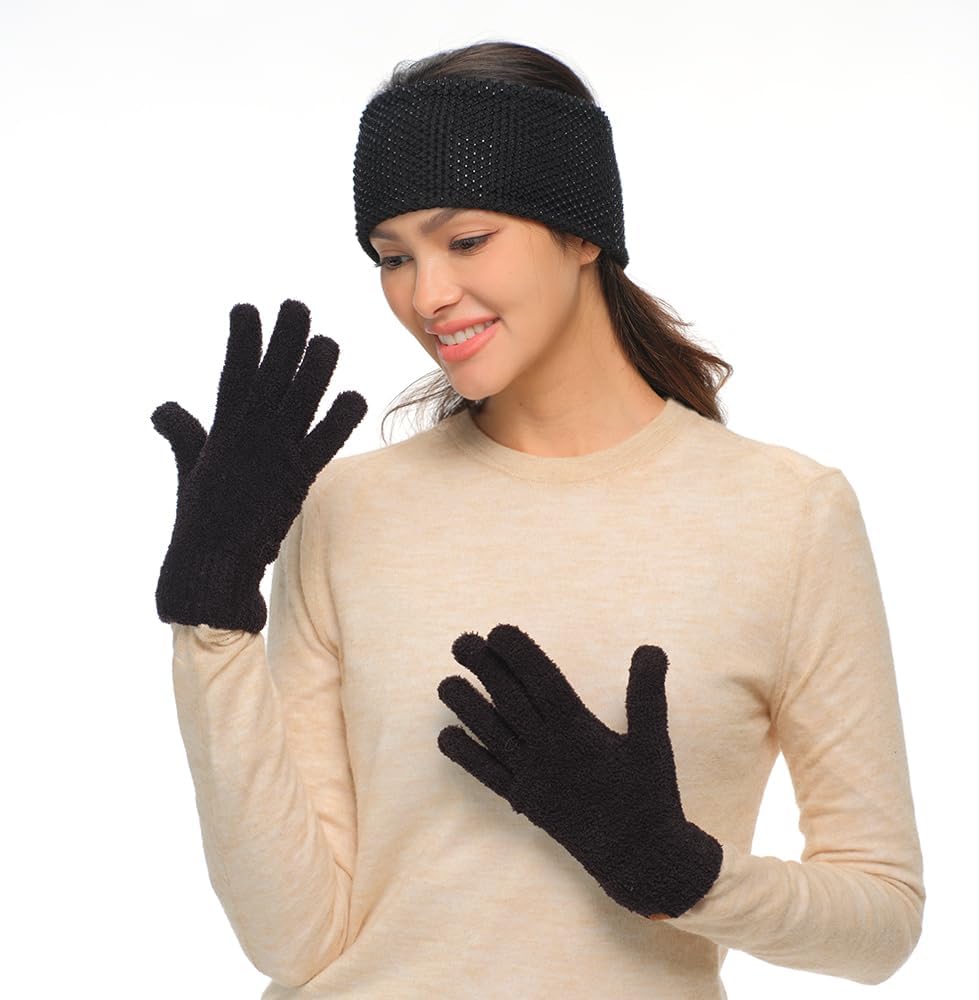 C.C Plush Terry Chenille Gloves For Women - Fuzzy Stretchable Soft Warm Cold weather Winter Gloves - Image 2