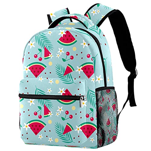 Sac à dos de voyage motif pastèque et cerises avec porte-bouteille