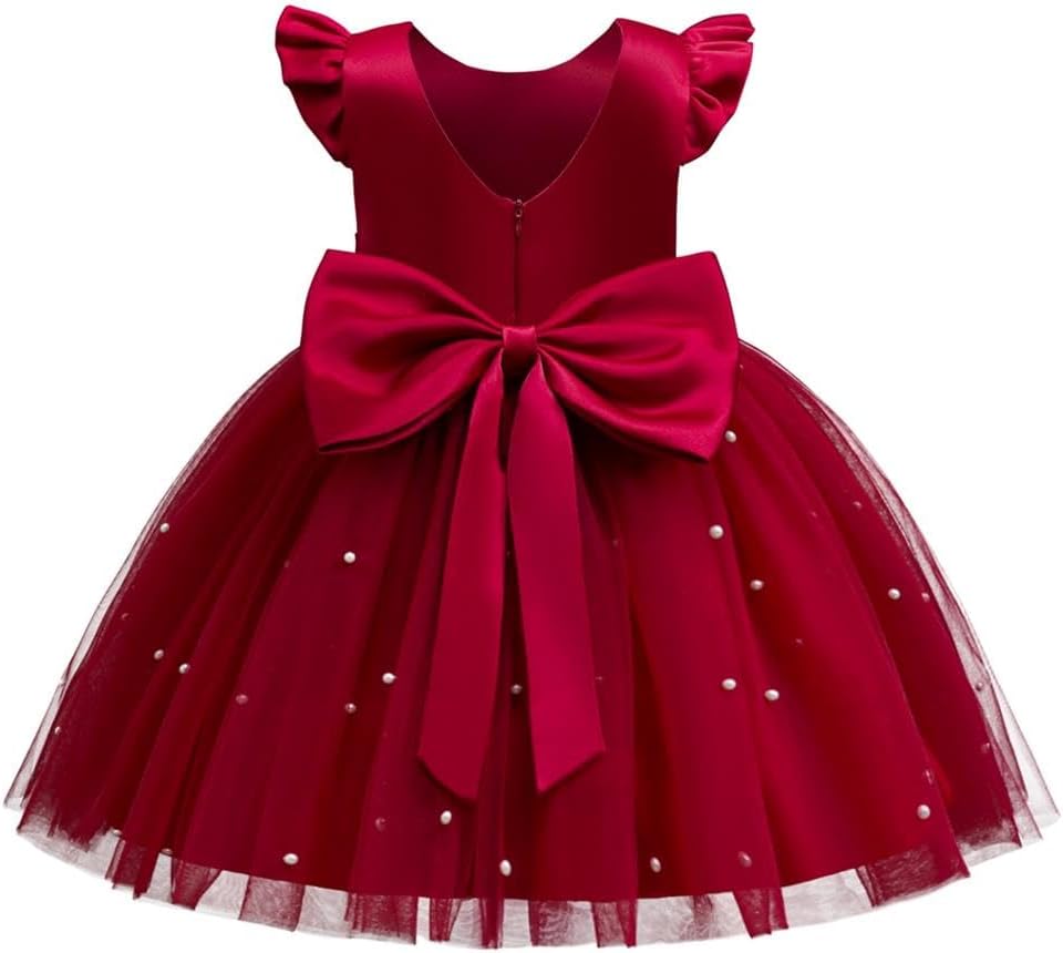 Dressy Daisy Baby Toddler Little Girls' Special Occasion Dress Wedding Pageant Flower Girl Birthday Party Gown with Pearl