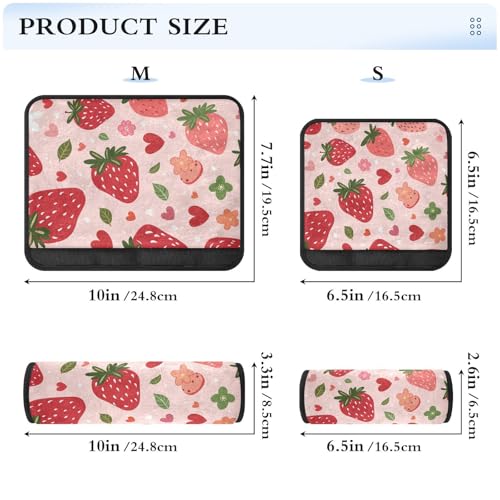 Image of Red Hearts Strawberry Seat Belt Cover Pad 2 Pcs Soft Cute Seatbelt Covers Protector Support Head Neck Shoulder Strap for Car Seats High Chair Backpack for Adults Kids Women Men 10x7.7In 2 Pack