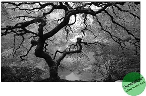 Wall Paintings for Living Room - Tree Painting Glow in the Dark Old Maple Canvas Painting - Stretched Canvas - by CharmingHome 20.47x35.43 Inches / 52x90 cm