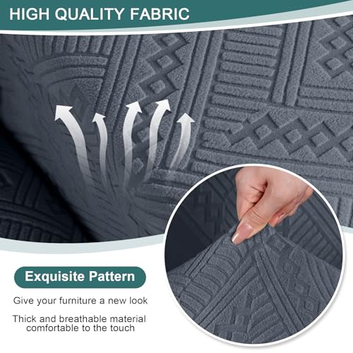 Image of Ruaozz Recliner Sofa Covers Recliner Chair Covers Recliner Covers for Reclining Chair with Pockets Washable Furniture Protector with Elastic Bottom (1 Seater, Grey)