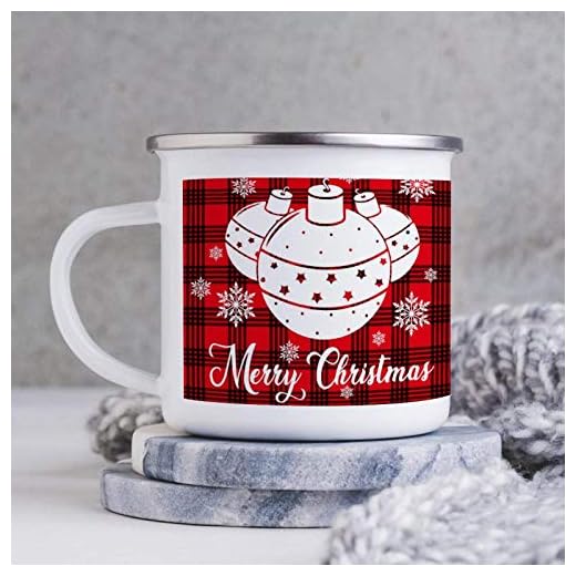 3 dl emalj mugg camping, emalj camping kaffemugg, utomhus emalj kaffemugg, god jul roliga bollar hälsning illustration, dryckesmuggar med handtag, för hemmabruk/fest eller bar