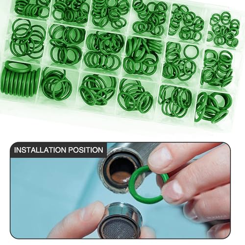 Jewkot 270 PCS Car Conditioning Compressor Seal Ring, Waterproof Durable Rubber Vehicle Water Pump O-type Ring Classification Kit, Universal Flexible Automotive Seals Repair Tools (Green)