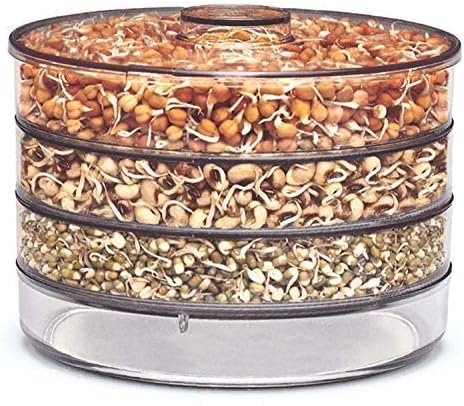 Agatvaa Sprout Maker With 4 Compartments For Multi Purpose Use- 500 Ml Plastic Grocery Container,Utility Box (Pack Of 1), Beige