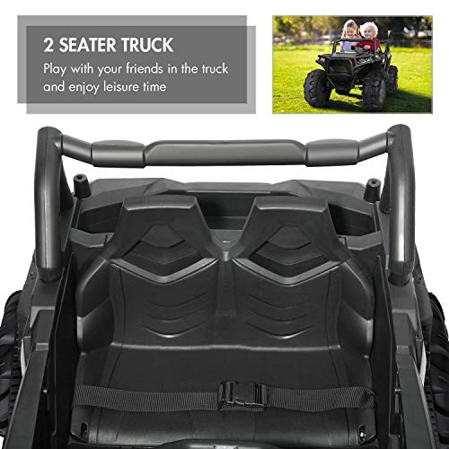 BAHOM 2 Seats Kids Ride On Truck 12V Electric Vehicle Toy for Toddlers Boys and Girls with Remote Control (Black)