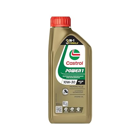 Castrol 3383334 POWER1 4T 10W-30 API SL Synthetic Engine Oil for Bikes (900ml)