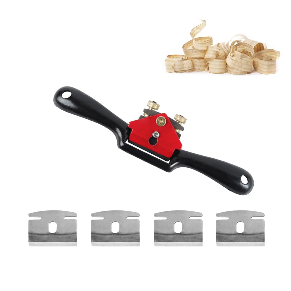 Spokeshave Plana Ajustable Manual Garlopa de Carpintería Cepillo de Borde de Mano Ajustable Ajustable Garlopa de Carpintería Spokeshave para Cepilladora de madera con 4 Cuchillas de Repuesto