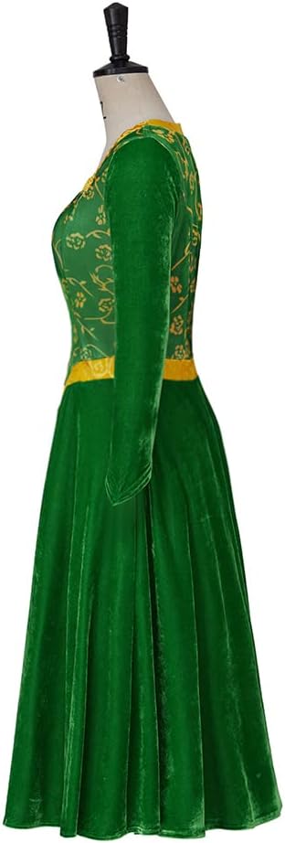 Willyacos Princess Costume Adult Women Green Velvet Cosplay Dress Halloween Outfit