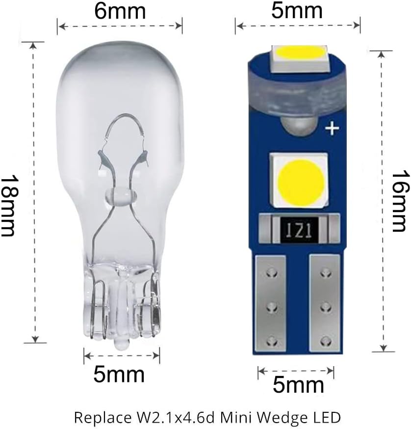 20-Pack T5 37 74 LED Bulb With Twist Lock Socket PC74 PC37 Dashboard Instrument Panel Gauge Cluster Light