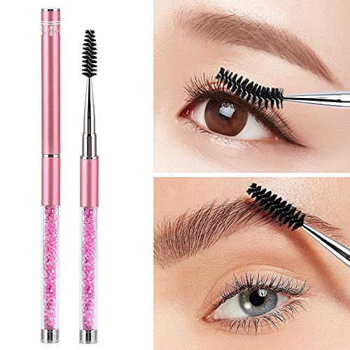 3 Pieces Spoolies for Eyelash Extensions with Cap Mascara Lash Wands Pink Brow Brushes Spooly for Eyelashes - Thumbnail 5