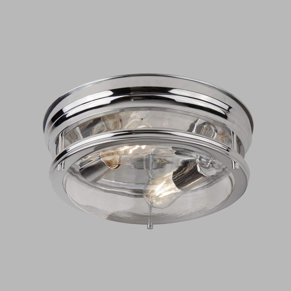 Edinburgh 2Flammige Deckenbündige Leuchte Chrom Mit Klarglas Ip44 Chrom/Clear