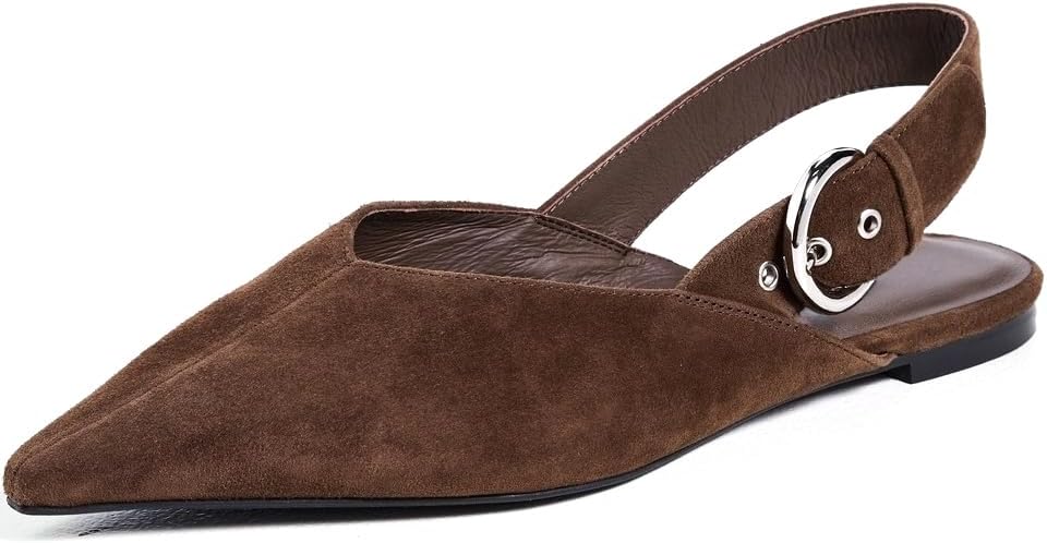 Slingback Flat Shoes for Women Pointed Closed Toe Flat Mule Sandals Casual Comfortable Office Dressy Shoes