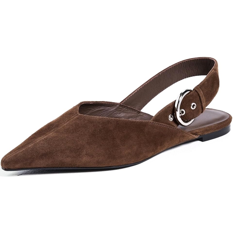 Image of Slingback Flat Shoes for Women Pointed Closed Toe Flat Mule Sandals Casual Comfortable Office Dressy Shoes